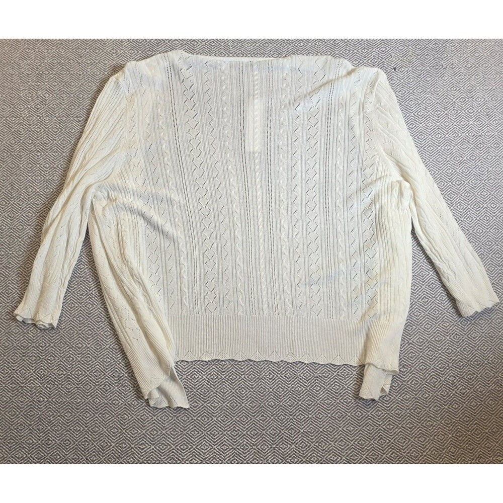 Arach & Cloz White Ivory Open Front Knit Cardigan Size L NWT